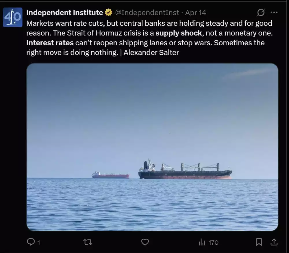 Independent Institute Tweet on Rate Cuts